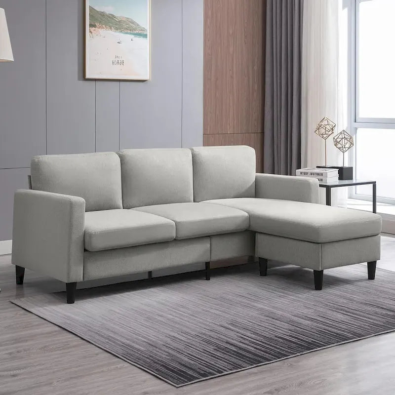 Canapé Sectionnel Convertible Mixoy avec Pouf de Rangement, Méridienne Réversible