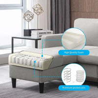 Canapé Sectionnel Convertible Mixoy avec Pouf de Rangement, Méridienne Réversible