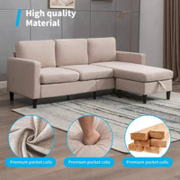 Canapé Sectionnel Convertible Mixoy avec Pouf de Rangement, Méridienne Réversible