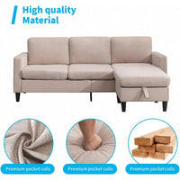 Canapé Sectionnel Convertible Mixoy avec Pouf de Rangement, Méridienne Réversible