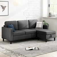 Canapé Sectionnel Convertible Mixoy avec Pouf de Rangement, Méridienne Réversible