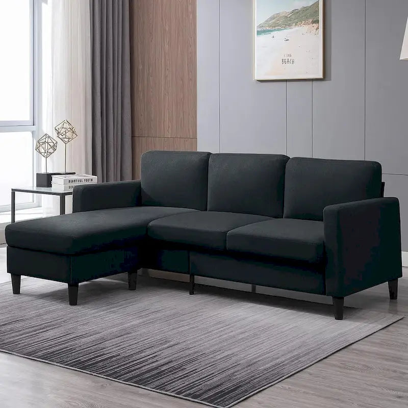 Canapé Sectionnel Convertible Mixoy avec Pouf de Rangement, Méridienne Réversible