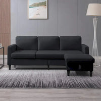 Canapé Sectionnel Convertible Mixoy avec Pouf de Rangement, Méridienne Réversible