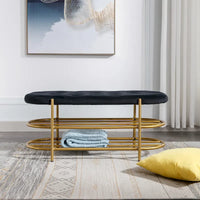 Banc de salon SEYNAR 40 en velours avec double range-chaussures