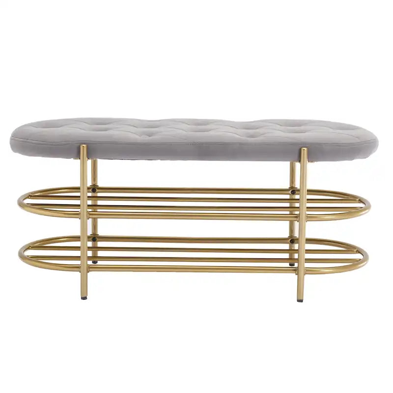 SEYNAR 40 banc de salon rembourré en velours avec double range-chaussures