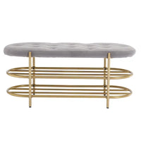 Banc de salon SEYNAR 40 en velours avec double range-chaussures