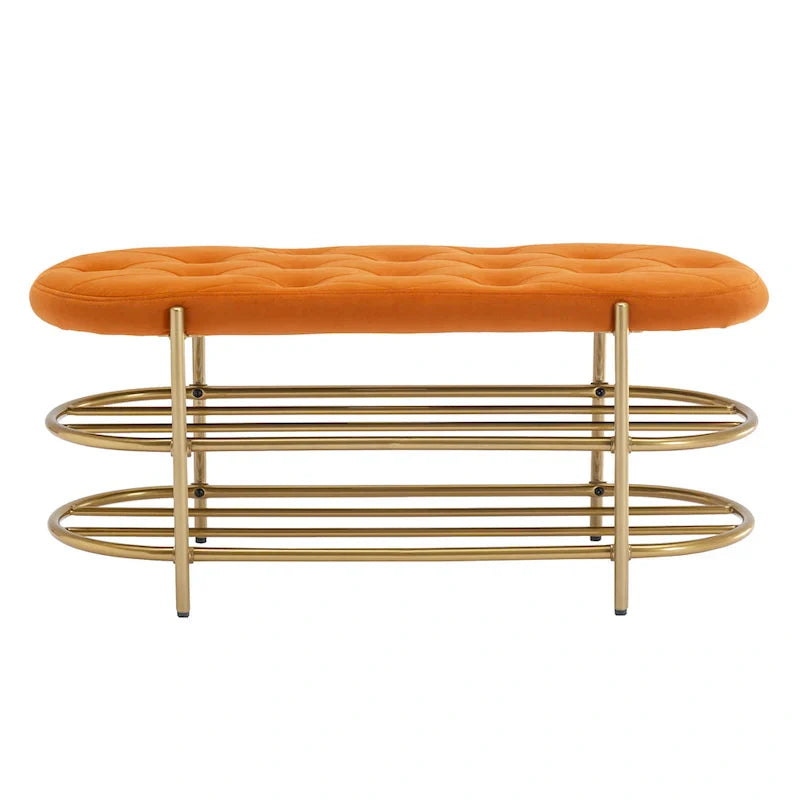 SEYNAR 40 banc de salon rembourré en velours avec double range-chaussures