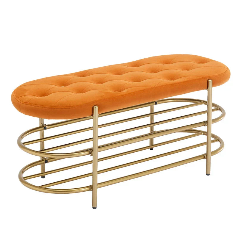 SEYNAR 40 banc de salon rembourré en velours avec double range-chaussures