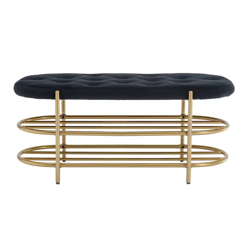 SEYNAR 40 banc de salon rembourré en velours avec double range-chaussures