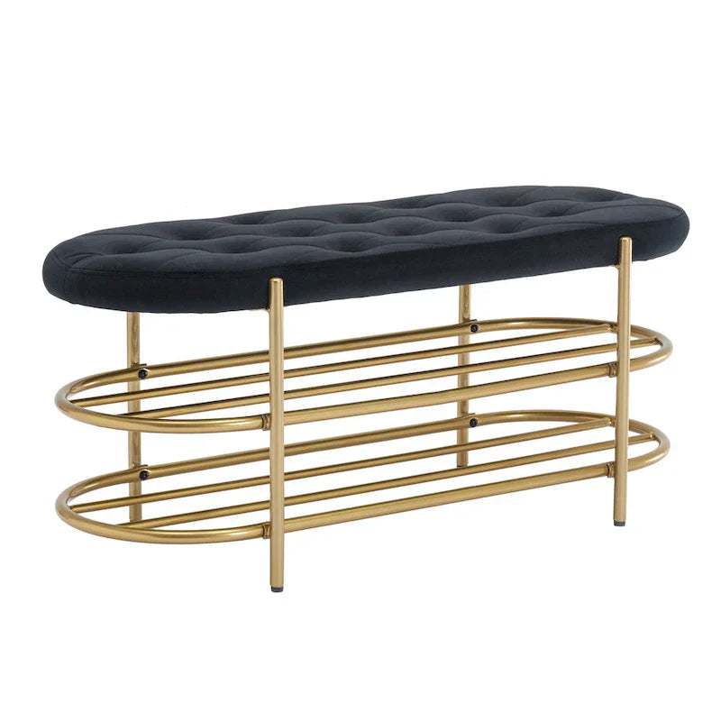 SEYNAR 40 banc de salon rembourré en velours avec double range-chaussures