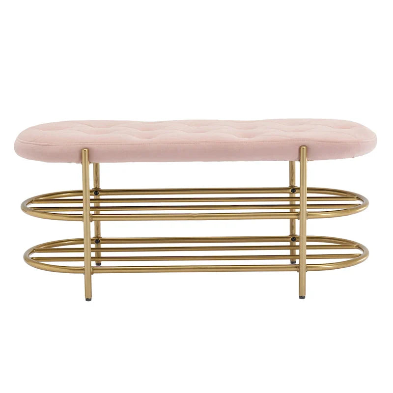 SEYNAR 40 banc de salon rembourré en velours avec double range-chaussures