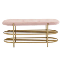 Banc de salon SEYNAR 40 en velours avec double range-chaussures