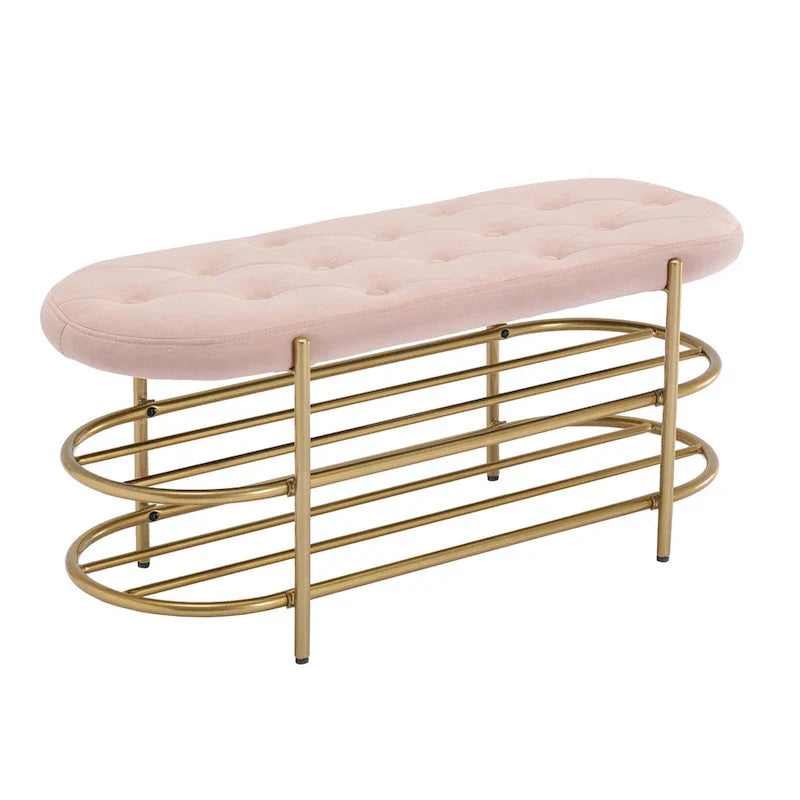 SEYNAR 40 banc de salon rembourré en velours avec double range-chaussures