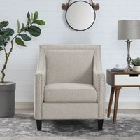 Fauteuil d'appoint Erica avec clous décoratifs chromés