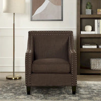 Fauteuil d'appoint Erica avec clous décoratifs chromés