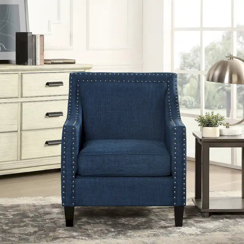 Fauteuil d'appoint Erica avec clous décoratifs chromés
