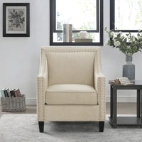 Fauteuil d'appoint Erica avec clous décoratifs chromés