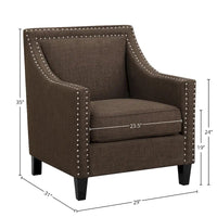 Fauteuil d'appoint Erica avec clous décoratifs chromés
