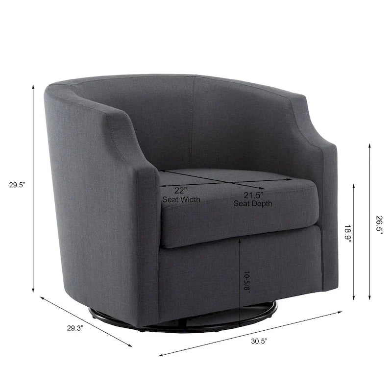 Fauteuil pivotant et inclinable de style tonneau