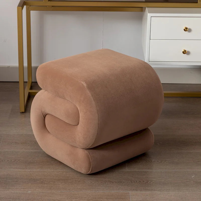 Tabouret de maquillage/repose-pieds moderne en tissu courbé en S