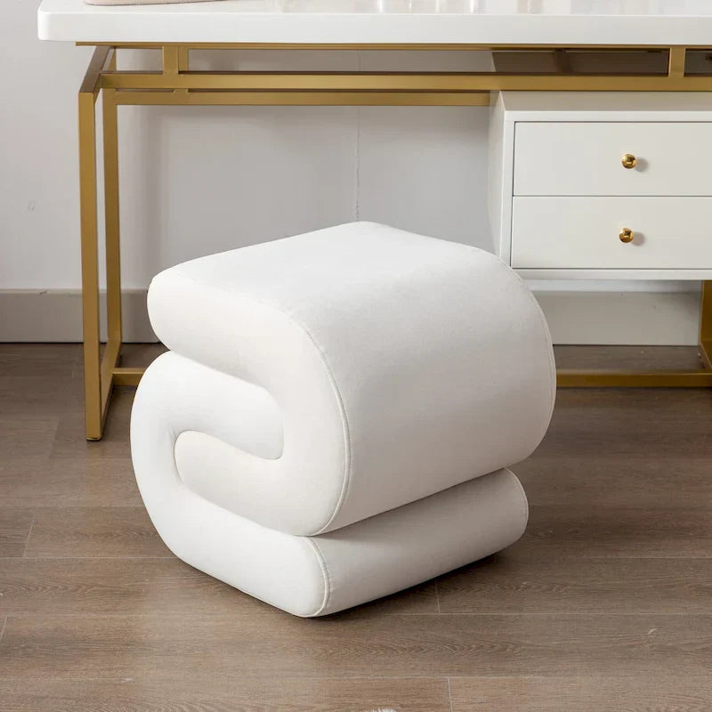 Tabouret de maquillage/repose-pieds moderne en tissu courbé en S