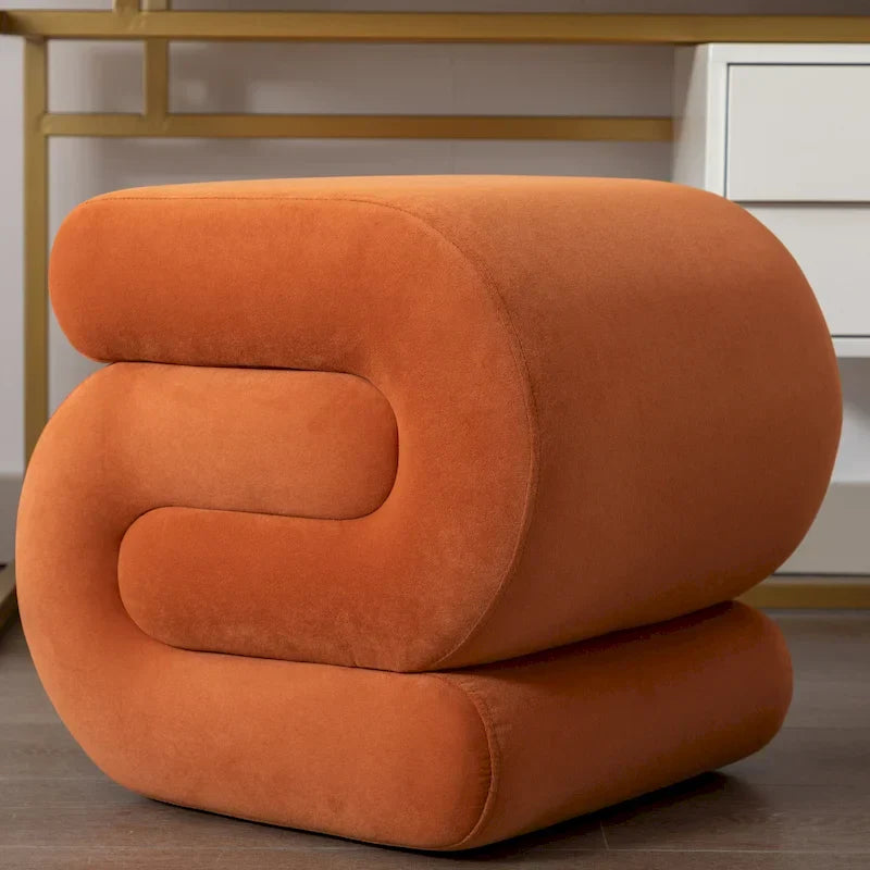 Tabouret de maquillage/repose-pieds moderne en tissu courbé en S