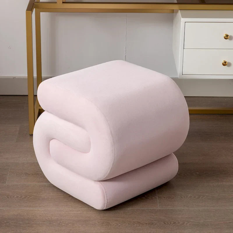 Tabouret de maquillage/repose-pieds moderne en tissu courbé en S