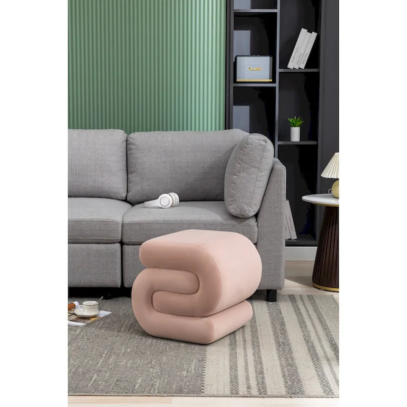 Tabouret de maquillage/repose-pieds moderne en tissu courbé en S