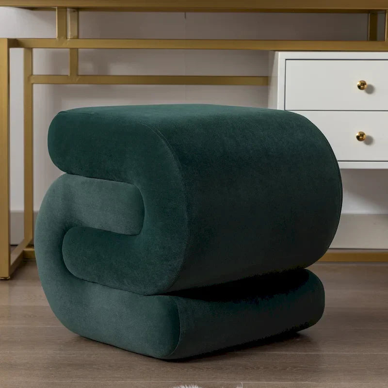 Tabouret de maquillage/repose-pieds moderne en tissu courbé en S