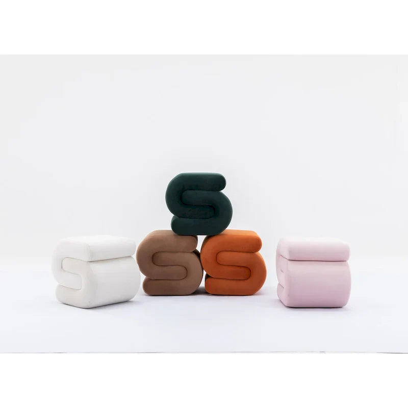 Tabouret de maquillage/repose-pieds moderne en tissu courbé en S