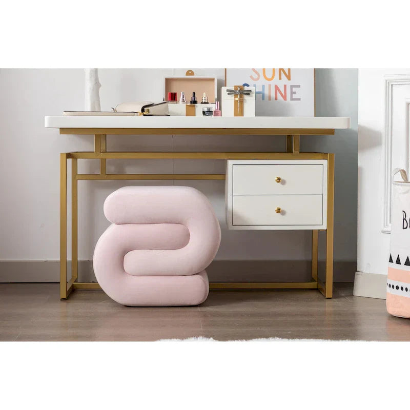 Tabouret de maquillage/repose-pieds moderne en tissu courbé en S