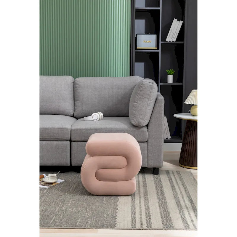 Tabouret de maquillage/repose-pieds moderne en tissu courbé en S