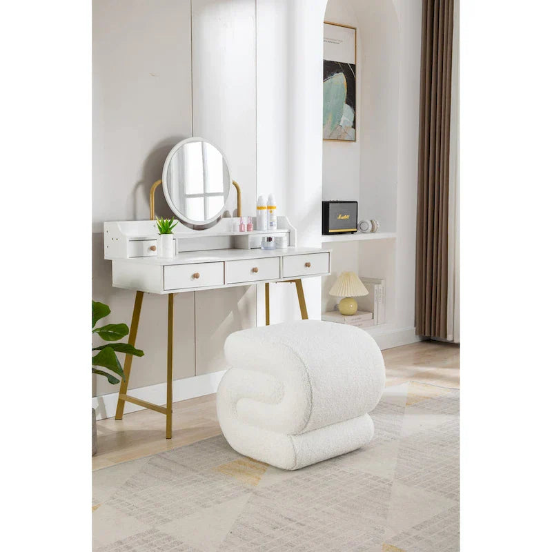 Tabouret de maquillage/repose-pieds moderne en tissu courbé en S
