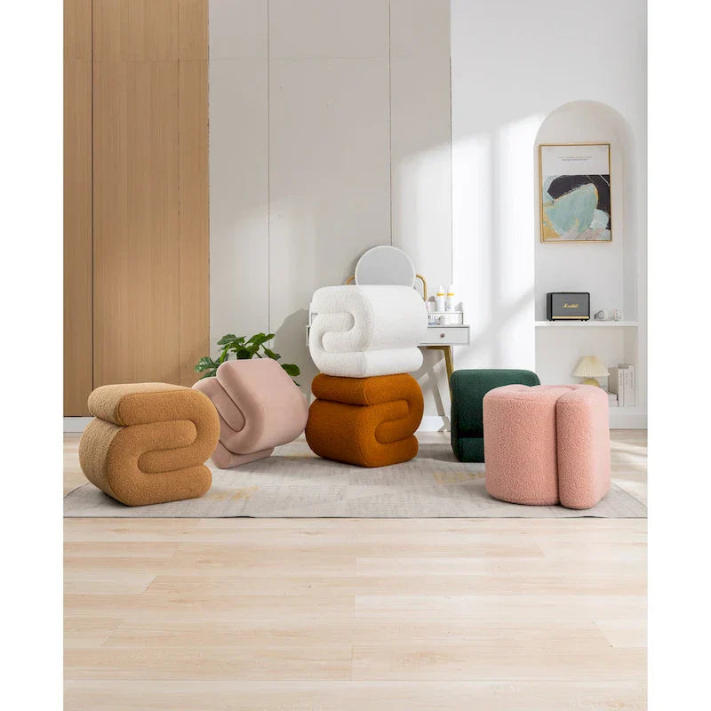 Tabouret de maquillage/repose-pieds moderne en tissu courbé en S