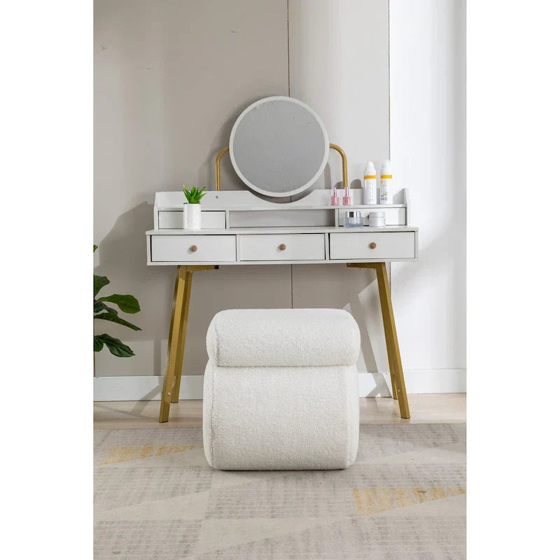 Tabouret de maquillage/repose-pieds moderne en tissu courbé en S