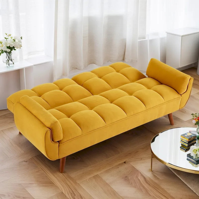 Canapé-Lit Futon 75.39 pouces, Canapé Convertible Rembourré avec Dossier Capitonné Fendu Inclinable