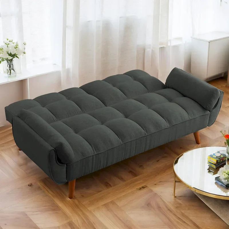 Canapé-Lit Futon 75.39 pouces, Canapé Convertible Rembourré avec Dossier Capitonné Fendu Inclinable