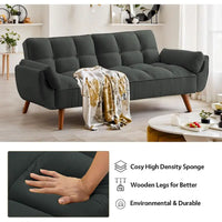 Canapé-Lit Futon 75.39 pouces, Canapé Convertible Rembourré avec Dossier Capitonné Fendu Inclinable