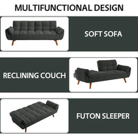 Canapé-Lit Futon 75.39 pouces, Canapé Convertible Rembourré avec Dossier Capitonné Fendu Inclinable