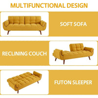 Canapé-Lit Futon 75.39 pouces, Canapé Convertible Rembourré avec Dossier Capitonné Fendu Inclinable