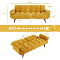 Canapé-Lit Futon 75.39 pouces, Canapé Convertible Rembourré avec Dossier Capitonné Fendu Inclinable