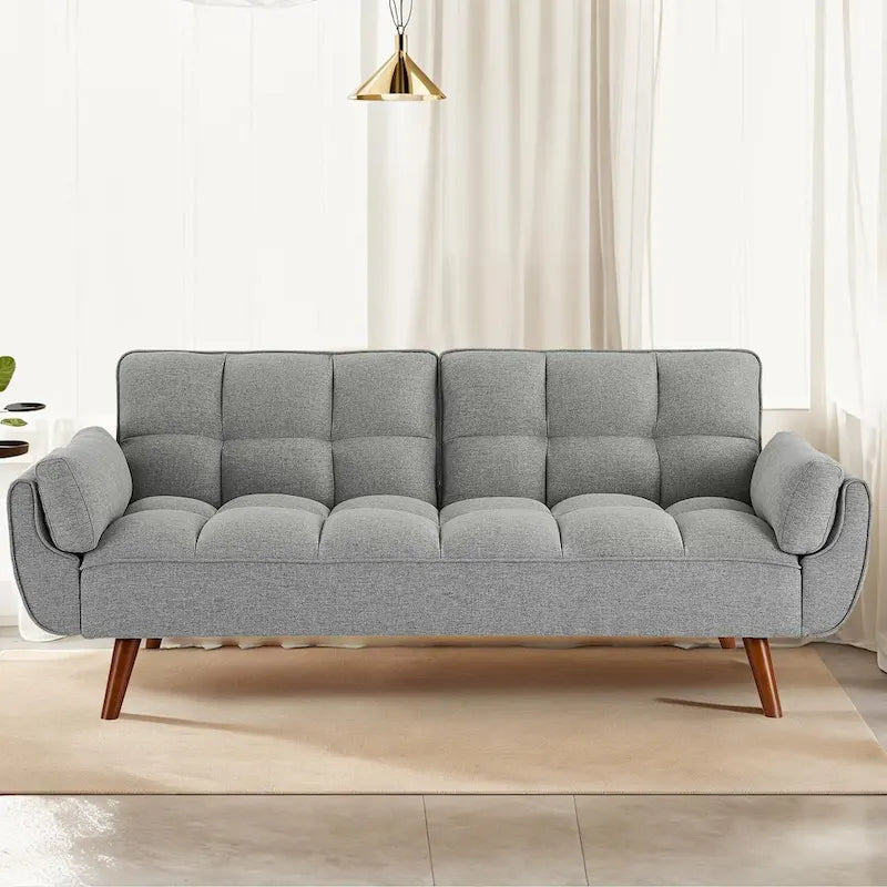 Canapé-Lit Futon 75.39 pouces, Canapé Convertible Rembourré avec Dossier Capitonné Fendu Inclinable