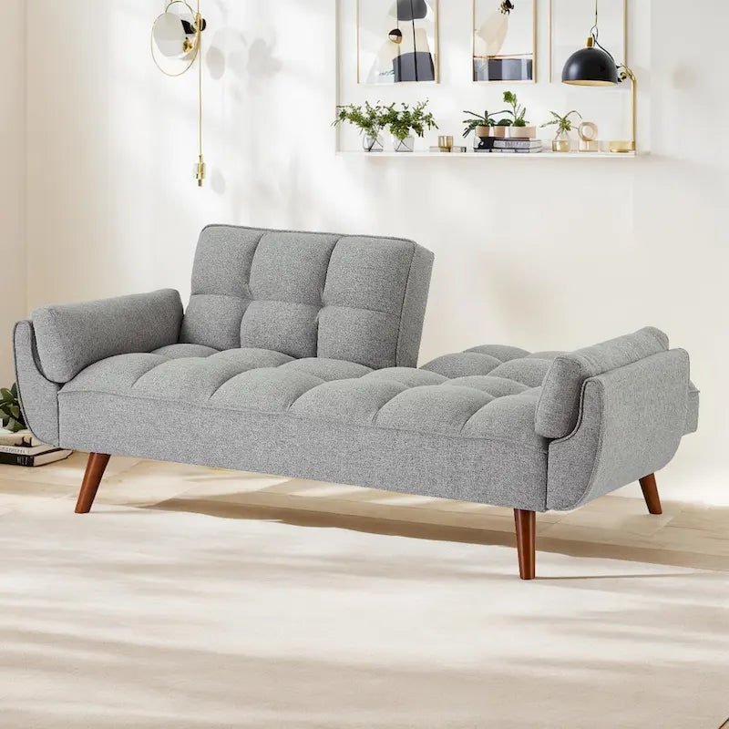 Canapé-Lit Futon 75.39 pouces, Canapé Convertible Rembourré avec Dossier Capitonné Fendu Inclinable