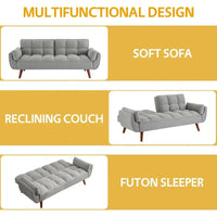 Canapé-Lit Futon 75.39 pouces, Canapé Convertible Rembourré avec Dossier Capitonné Fendu Inclinable