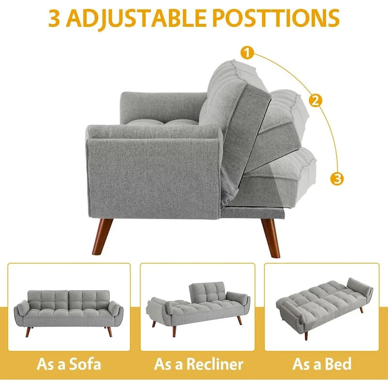 Canapé-Lit Futon 75.39 pouces, Canapé Convertible Rembourré avec Dossier Capitonné Fendu Inclinable