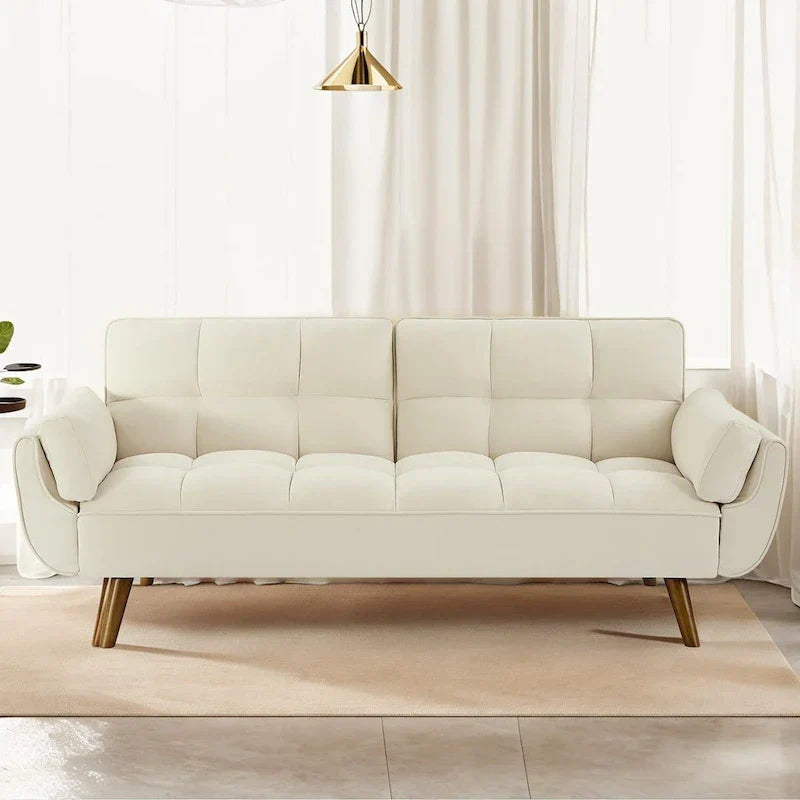 Canapé-Lit Futon 75.39 pouces, Canapé Convertible Rembourré avec Dossier Capitonné Fendu Inclinable