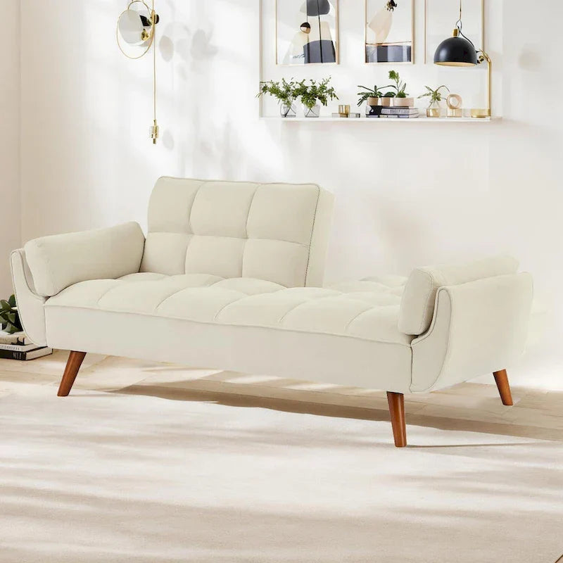 Canapé-Lit Futon 75.39 pouces, Canapé Convertible Rembourré avec Dossier Capitonné Fendu Inclinable
