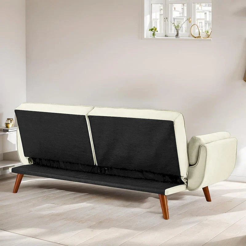 Canapé-Lit Futon 75.39 pouces, Canapé Convertible Rembourré avec Dossier Capitonné Fendu Inclinable