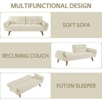 Canapé-Lit Futon 75.39 pouces, Canapé Convertible Rembourré avec Dossier Capitonné Fendu Inclinable