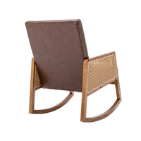 Fauteuil à bascule moderne SEYNAR en cuir PU avec accoudoirs en rotin